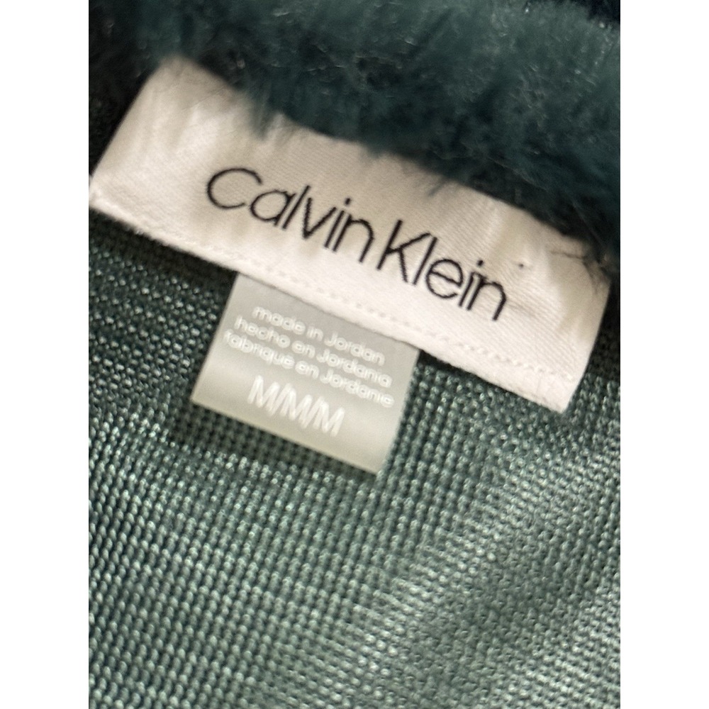 Calvin Klein Green Faux Fur Shrug Jacket Women's SZ Medium Party Cocktail - Picture 11 of 12